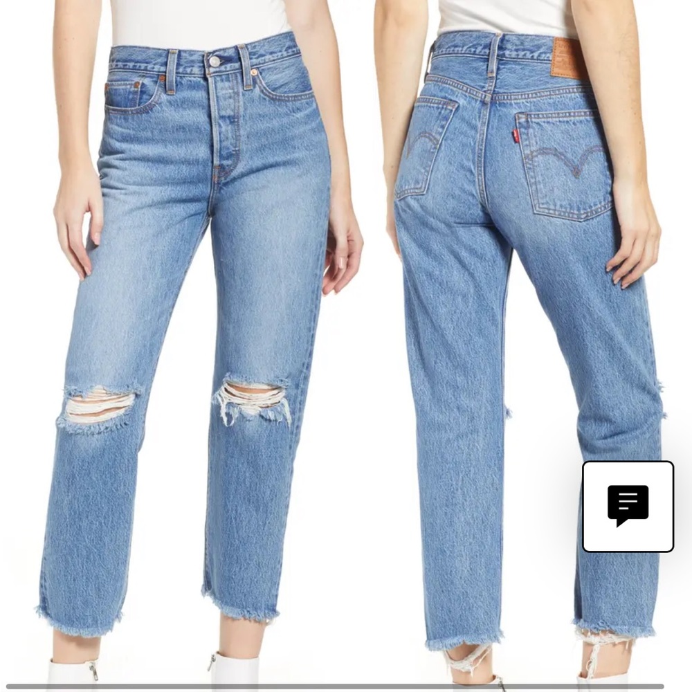Levi’s Wedgie High Waist Ripped Crop Straight Leg Jeans